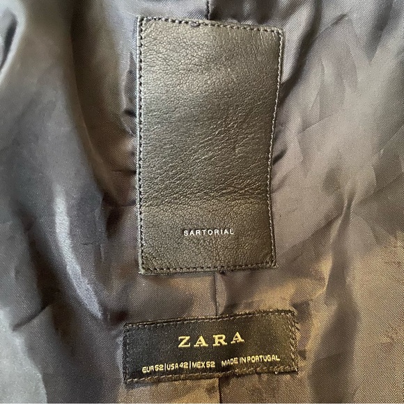 ZARA Men Dark Blue Sartorial Denim Blazer Jacket Size 42 - Picture 4 of 7